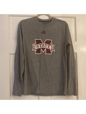 Mississippi State Bulldogs Primary Logo Long Sleeve Adidas T-Shirt - Gray Small